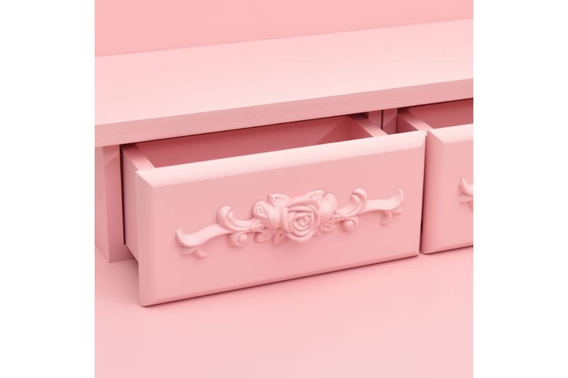 Sminkbord med pall rosa 50x59x136 cm paulowniaträ - Rosa - Möbler - Bord - Sminkbord