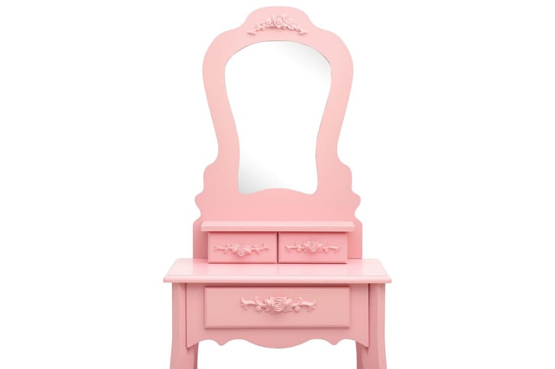 Sminkbord med pall rosa 50x59x136 cm paulowniaträ - Rosa - Möbler - Bord - Sminkbord
