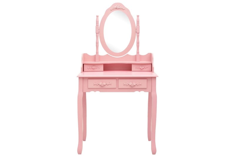 Sminkbord med pall rosa 75x69x140 cm paulowniaträ - Rosa - Möbler - Bord - Sminkbord