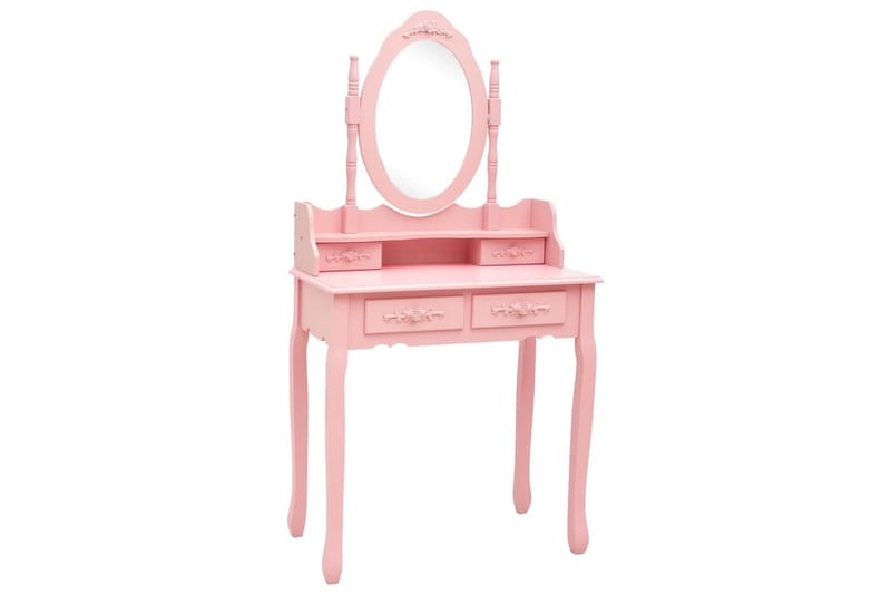 Sminkbord med pall rosa 75x69x140 cm paulowniaträ - Rosa - Spegelbord barn - Sminkbord barn - Bord - Sminkbord