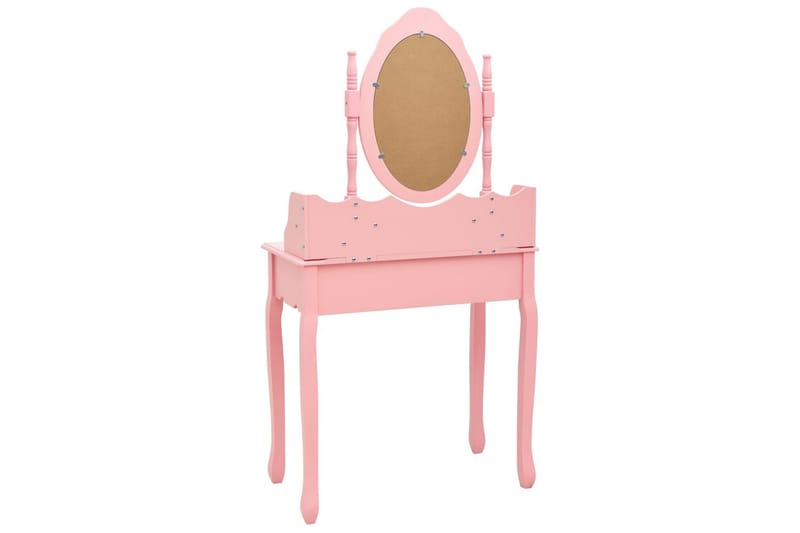 Sminkbord med pall rosa 75x69x140 cm paulowniaträ - Rosa - Möbler - Bord - Sminkbord
