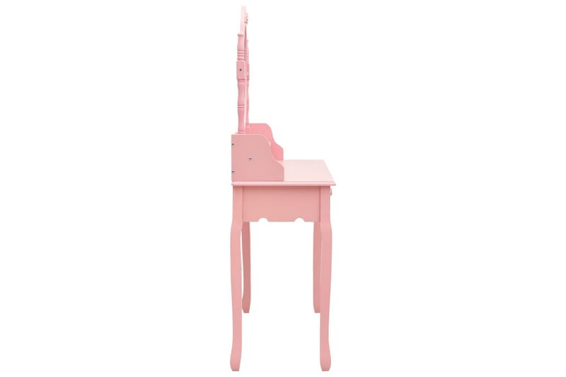 Sminkbord med pall rosa 75x69x140 cm paulowniaträ - Rosa - Möbler - Bord - Sminkbord