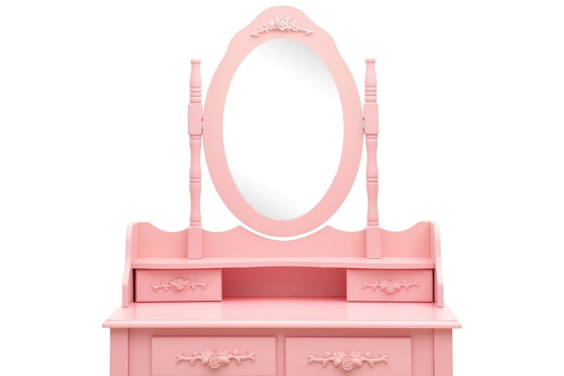 Sminkbord med pall rosa 75x69x140 cm paulowniaträ - Rosa - Möbler - Bord - Sminkbord