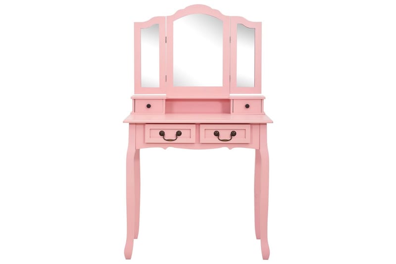 Sminkbord med pall rosa 80x69x141 cm paulowniaträ - Rosa - Möbler - Bord - Sminkbord