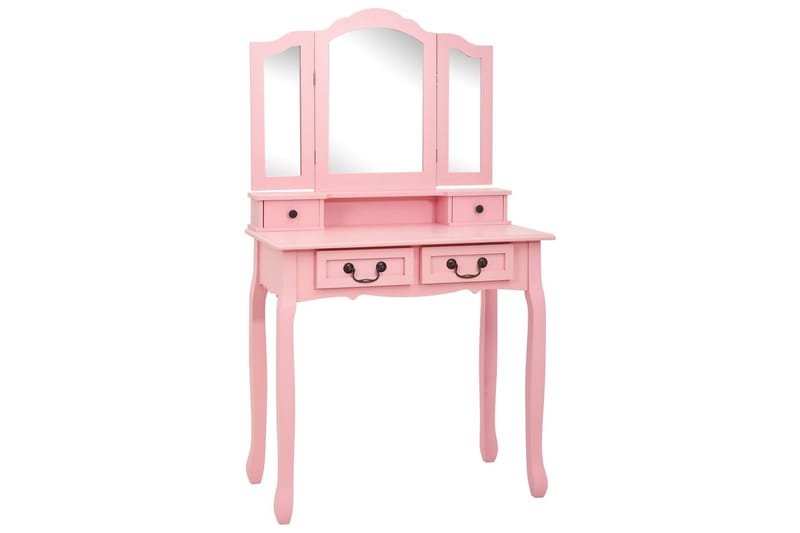 Sminkbord med pall rosa 80x69x141 cm paulowniaträ - Rosa - Möbler - Bord - Sminkbord