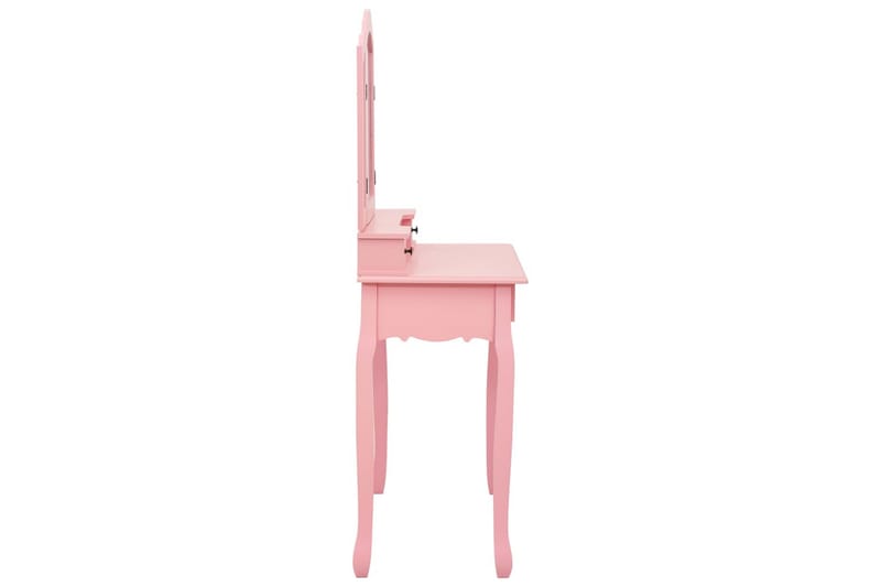 Sminkbord med pall rosa 80x69x141 cm paulowniaträ - Rosa - Möbler - Bord - Sminkbord
