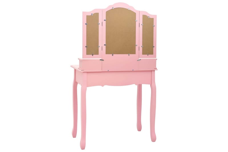 Sminkbord med pall rosa 80x69x141 cm paulowniaträ - Rosa - Möbler - Bord - Sminkbord