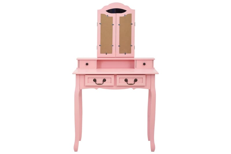 Sminkbord med pall rosa 80x69x141 cm paulowniaträ - Rosa - Möbler - Bord - Sminkbord