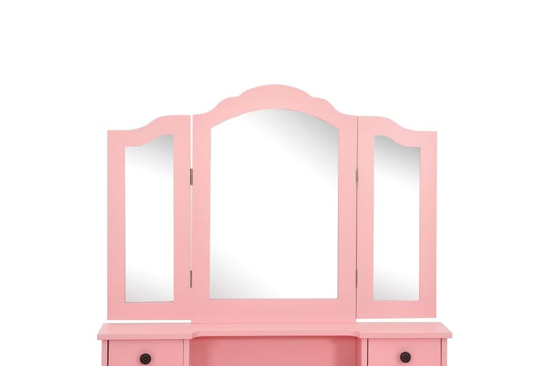 Sminkbord med pall rosa 80x69x141 cm paulowniaträ - Rosa - Möbler - Bord - Sminkbord