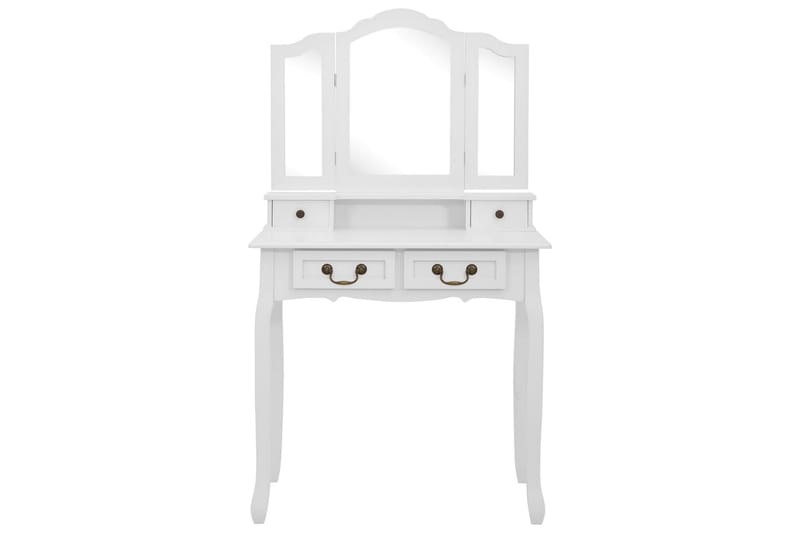 Sminkbord med pall vit 80x69x141 cm paulowniaträ - Vit - Möbler - Bord - Sminkbord