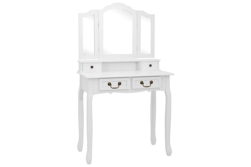 Sminkbord med pall vit 80x69x141 cm paulowniaträ - Vit - Möbler - Bord - Sminkbord