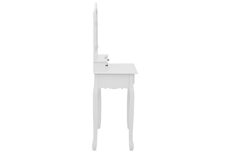 Sminkbord med pall vit 80x69x141 cm paulowniaträ - Vit - Bord - Sminkbord