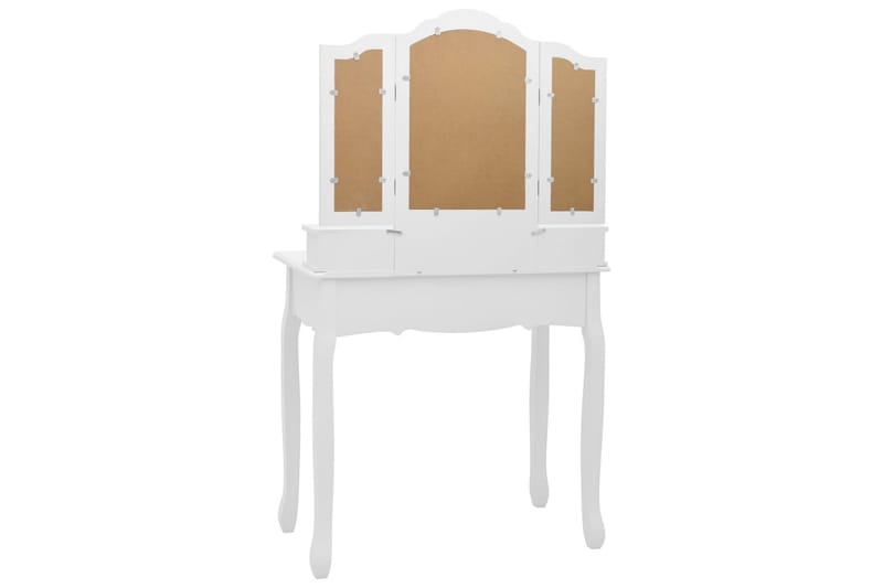 Sminkbord med pall vit 80x69x141 cm paulowniaträ - Vit - Möbler - Bord - Sminkbord