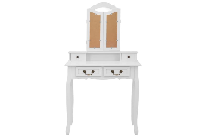 Sminkbord med pall vit 80x69x141 cm paulowniaträ - Vit - Möbler - Bord - Sminkbord