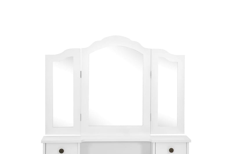 Sminkbord med pall vit 80x69x141 cm paulowniaträ - Vit - Möbler - Bord - Sminkbord