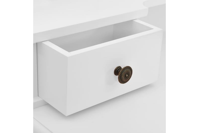 Sminkbord med pall vit 80x69x141 cm paulowniaträ - Vit - Möbler - Bord - Sminkbord