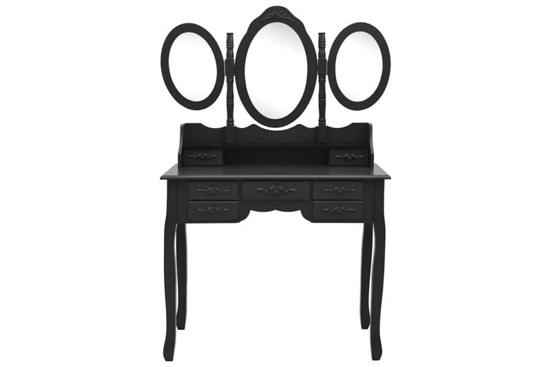 Sminkbord med pall och 3 speglar svart - Svart - Bord - Sminkbord