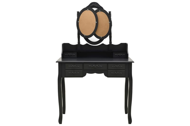 Sminkbord med pall och 3 speglar svart - Svart - Bord - Sminkbord