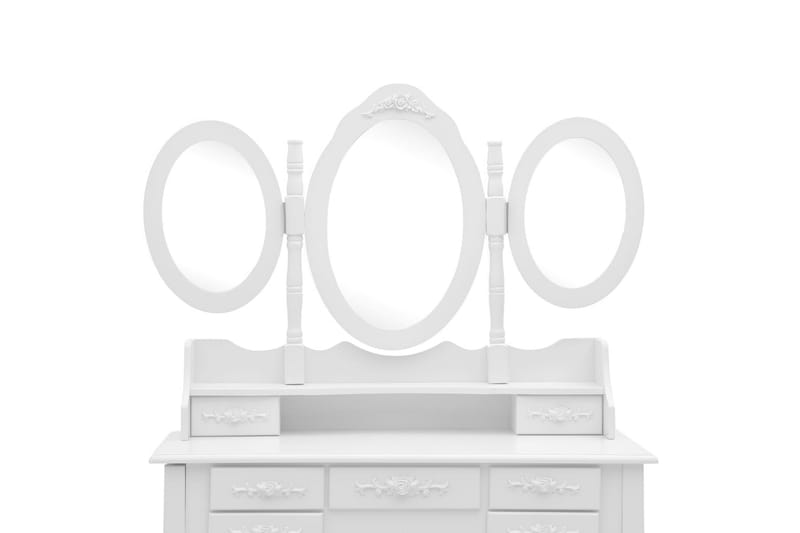 Sminkbord med pall och 3 speglar vit - Vit - Bord - Sminkbord