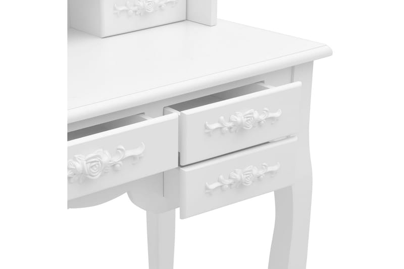 Sminkbord med pall och 3 speglar vit - Vit - Bord - Sminkbord