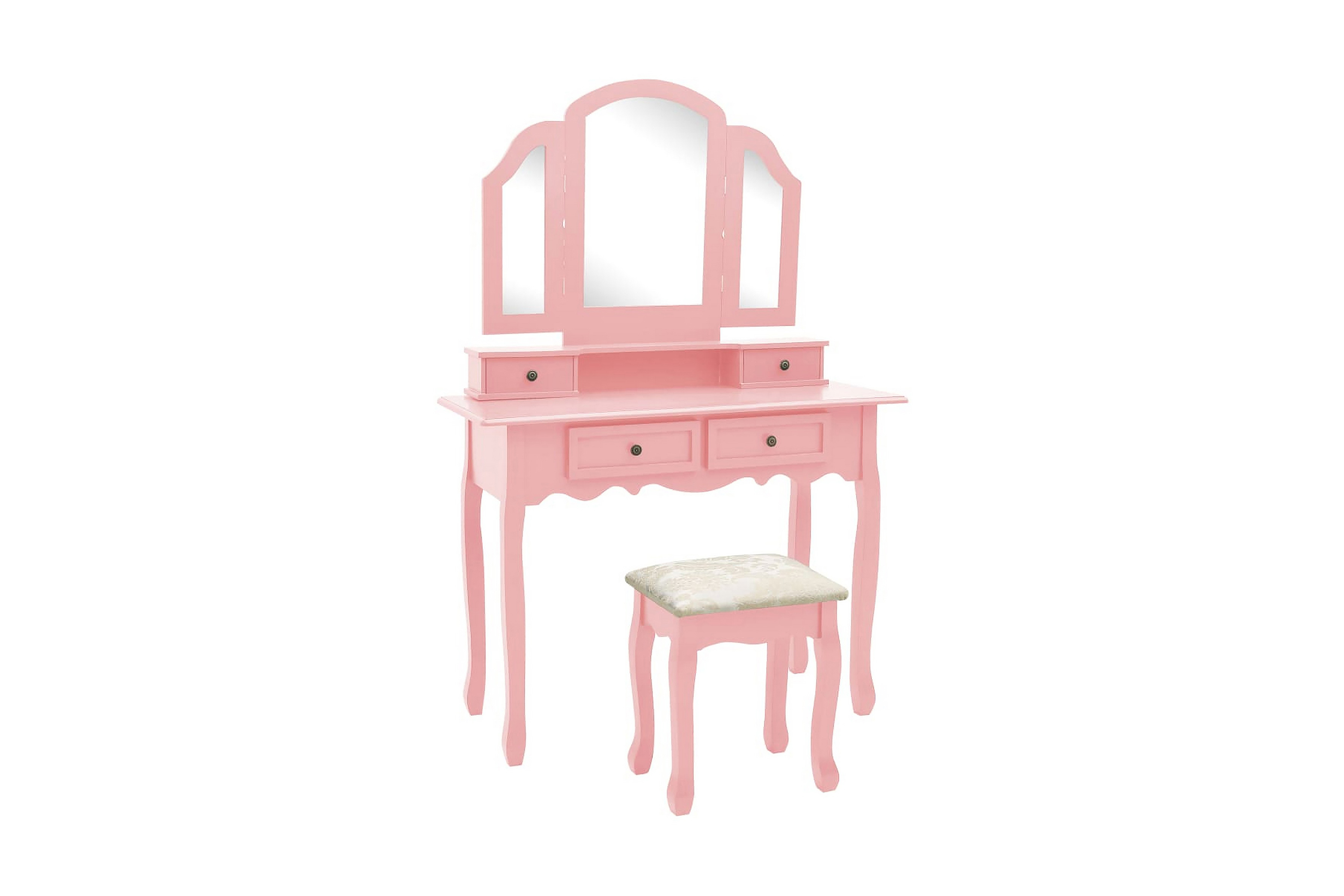 Sminkbord med pall rosa 100x40x146 cm kejsarträ – Rosa