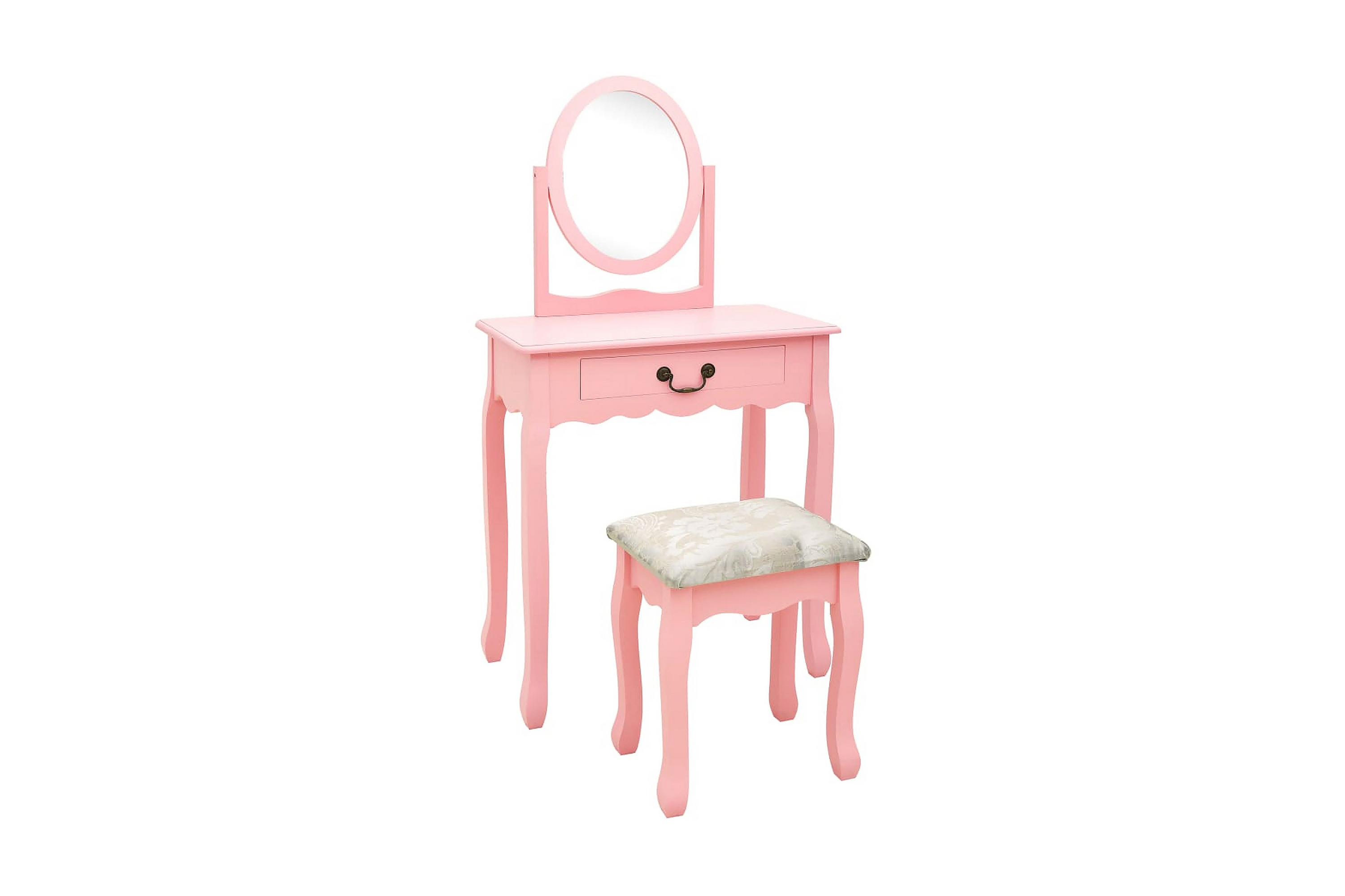 Sminkbord med pall rosa 65x36x128 cm kejsarträ MDF – Rosa