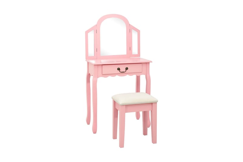 Sminkbord med pall rosa 65x36x128 cm kejsarträ MDF - Rosa - Möbler - Bord - Sminkbord