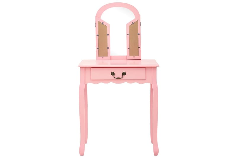 Sminkbord med pall rosa 65x36x128 cm kejsarträ MDF - Rosa - Spegelbord barn - Sminkbord barn - Bord - Sminkbord
