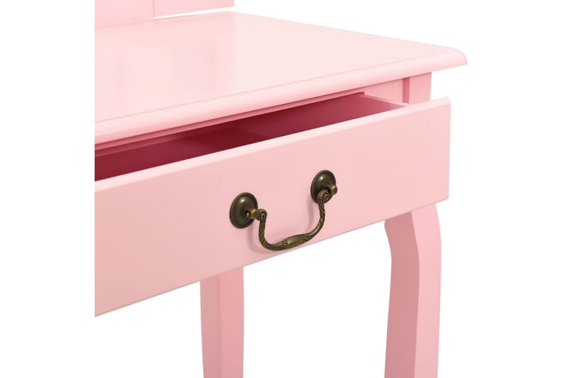 Sminkbord med pall rosa 65x36x128 cm kejsarträ MDF - Rosa - Spegelbord barn - Sminkbord barn - Bord - Sminkbord