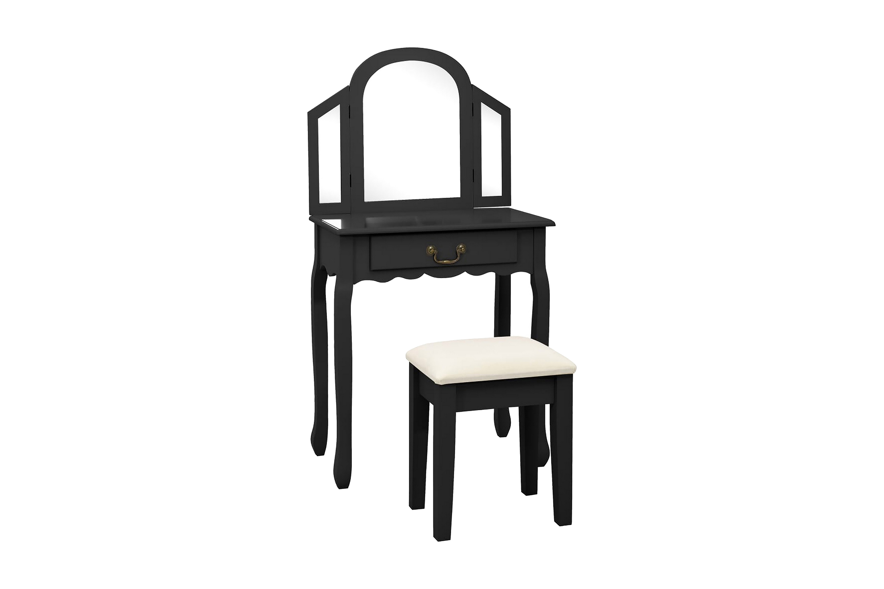 Sminkbord med pall svart 65x36x128 cm kejsarträ MDF – Svart