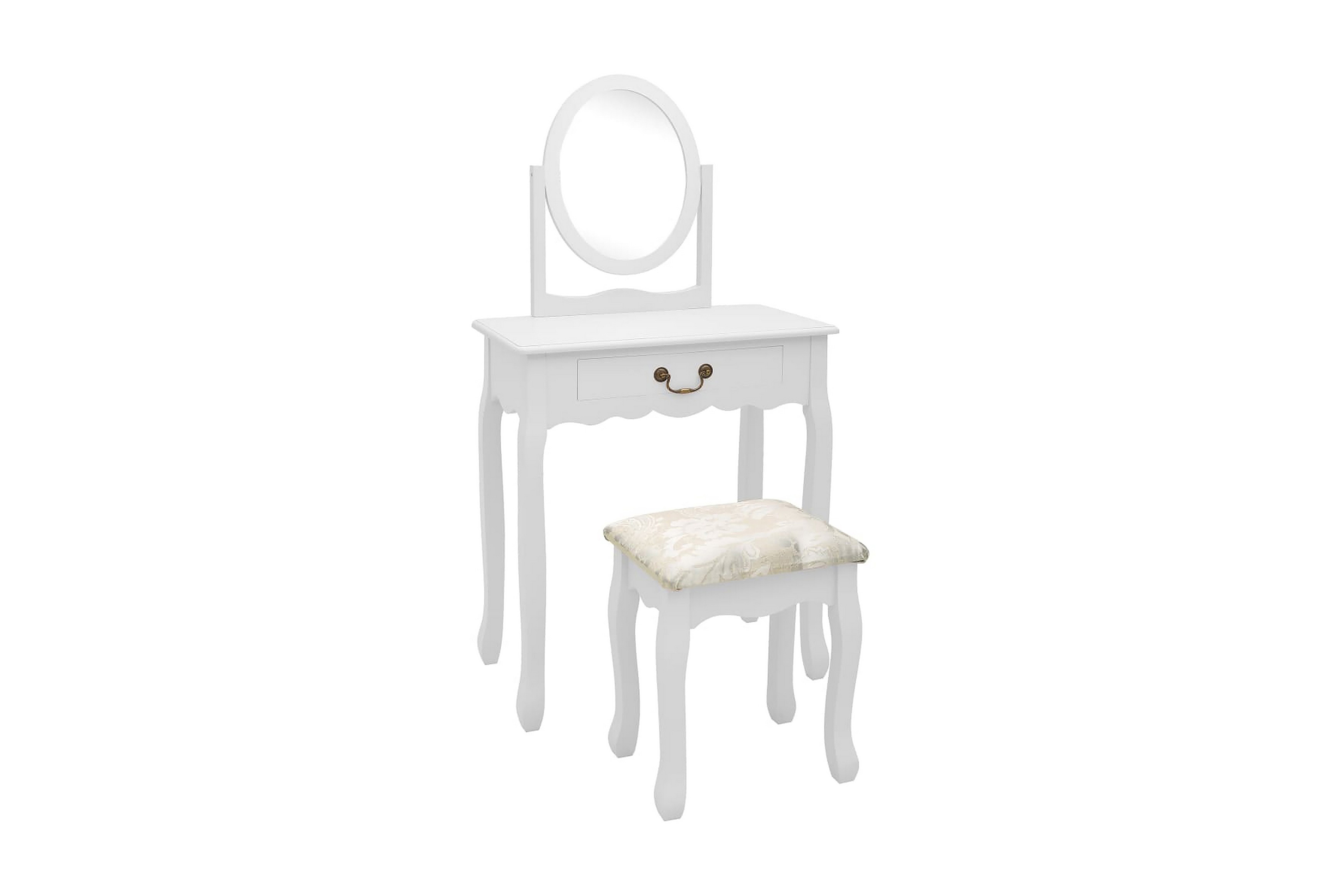 Sminkbord med pall vit 65x36x128 cm kejsarträ MDF – Vit