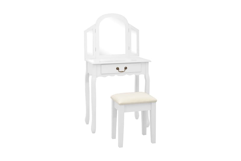 Sminkbord med pall vit 65x36x128 cm kejsarträ MDF - Vit - Möbler - Bord - Sminkbord