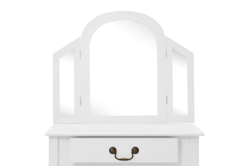 Sminkbord med pall vit 65x36x128 cm kejsarträ MDF - Vit - Möbler - Bord - Sminkbord