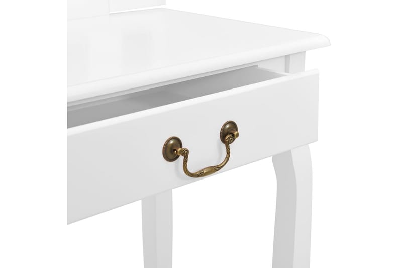 Sminkbord med pall vit 65x36x128 cm kejsarträ MDF - Vit - Möbler - Bord - Sminkbord