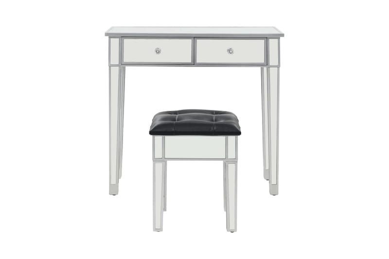 Sminkbord med pall spegellådor MDF och glas - Silver - Bord - Sminkbord