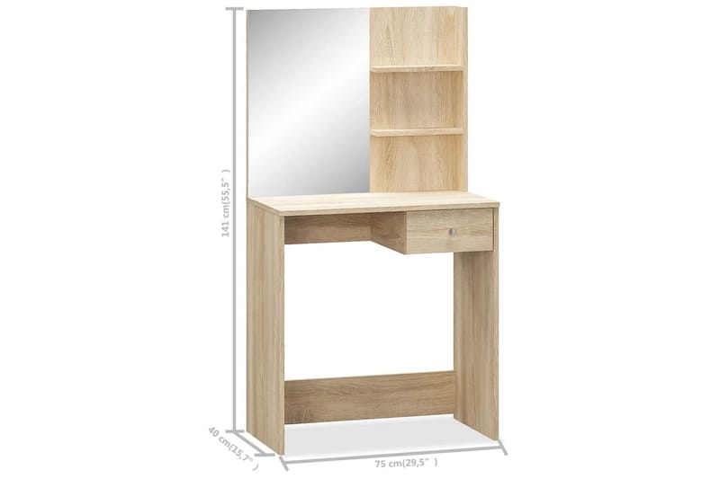 Sminkbord spånskiva 75x40x141 cm ek - Brun - Möbler - Bord - Sminkbord
