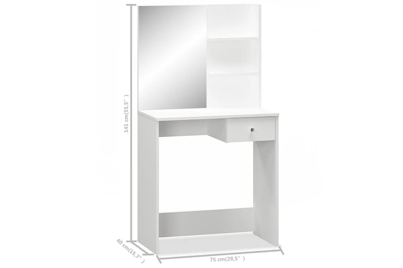 Sminkbord spånskiva 75x40x141 cm vit - Vit - Möbler - Bord - Sminkbord