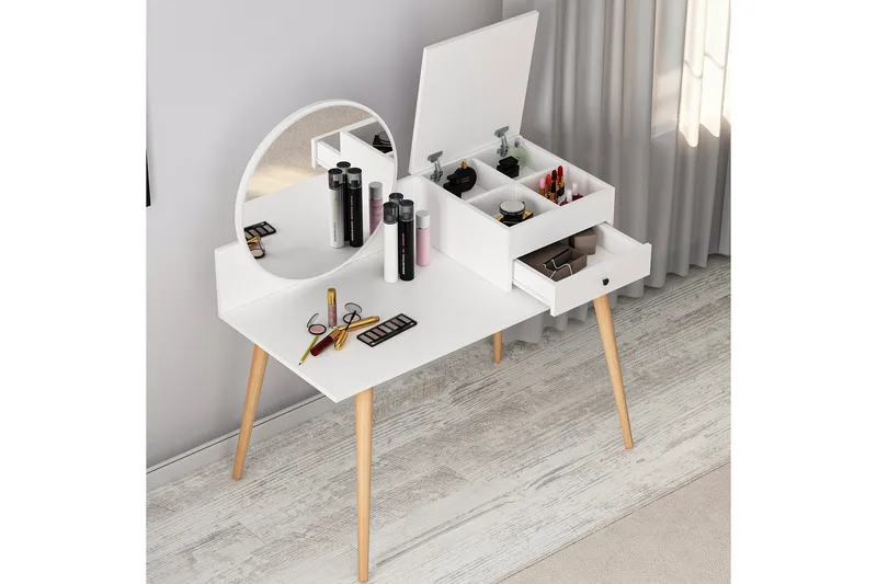 Straat Sminkbord 120x96 cm Vit - Hanah Home - Möbler - Bord - Sminkbord