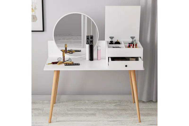 Straat Sminkbord 120x96 cm Vit - Hanah Home - Möbler - Bord - Sminkbord