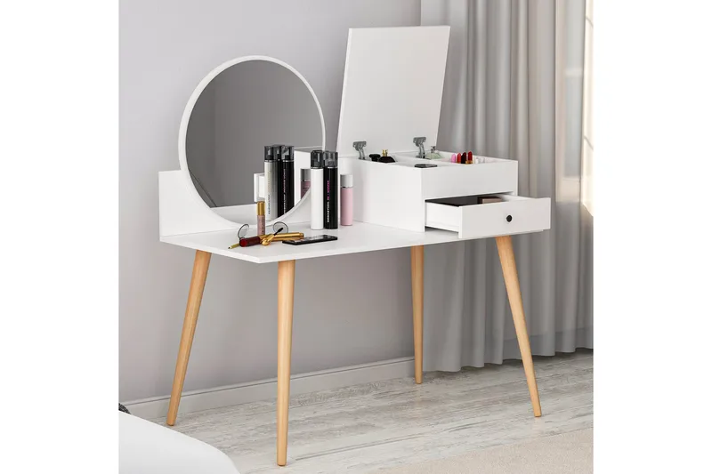 Straat Sminkbord 120x96 cm Vit - Hanah Home - Möbler - Bord - Sminkbord