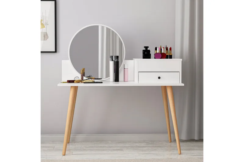 Straat Sminkbord 120x96 cm Vit - Hanah Home - Möbler - Bord - Sminkbord