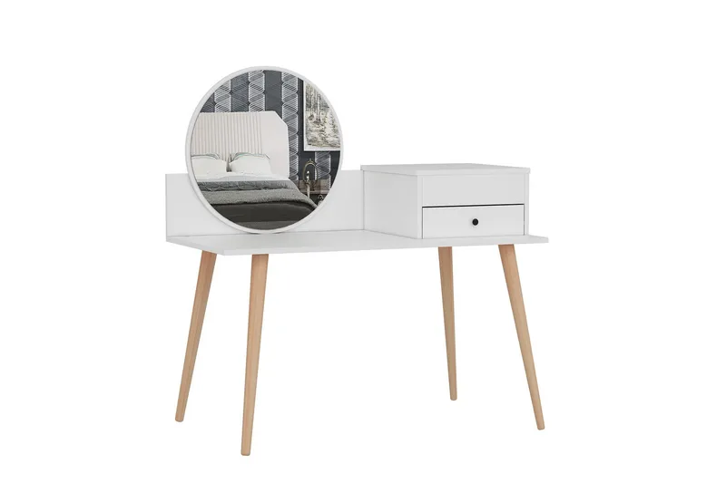 Straat Sminkbord 120x96 cm Vit, Hanah Home