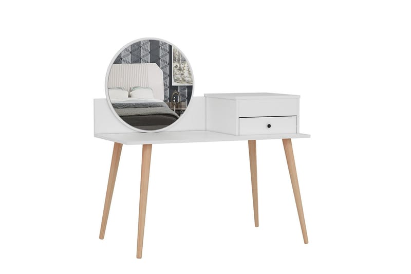 Straat Sminkbord 120x96 cm Vit, Hanah Home