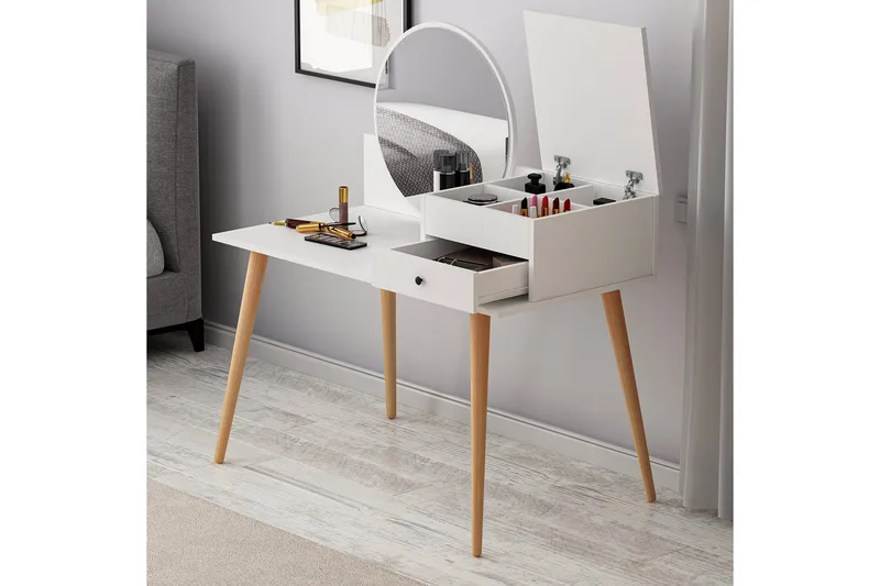 Straat Sminkbord 120x96 cm Vit - Hanah Home - Möbler - Bord - Sminkbord