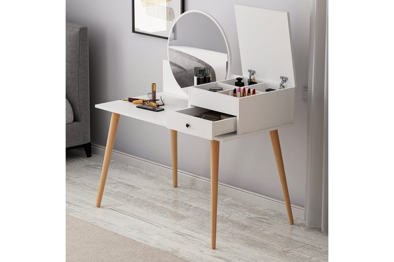 Straat Sminkbord 120x96 cm Vit - Hanah Home - Möbler - Bord - Sminkbord