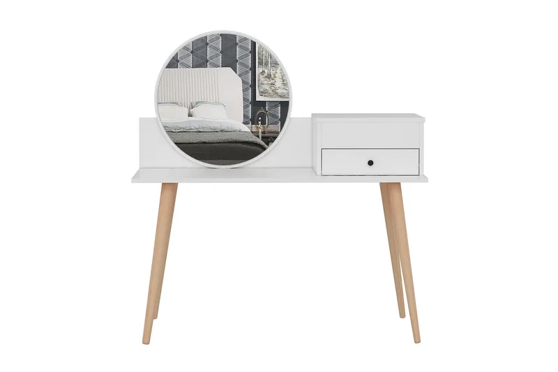 Straat Sminkbord 120x96 cm Vit - Hanah Home - Möbler - Bord - Sminkbord