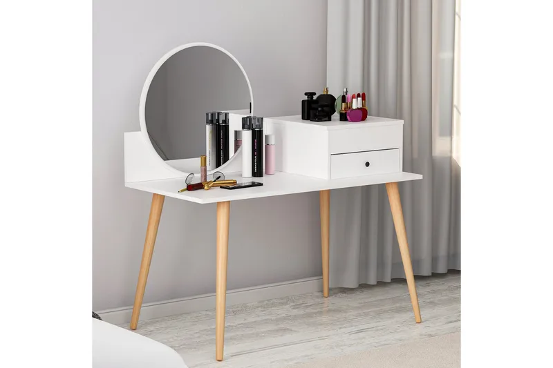 Straat Sminkbord 120x96 cm Vit - Hanah Home - Möbler - Bord - Sminkbord