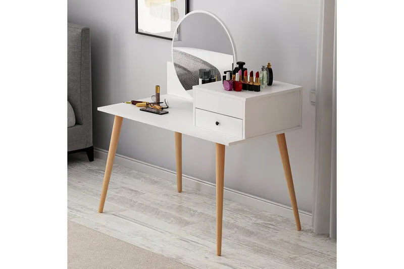 Straat Sminkbord 120x96 cm Vit - Hanah Home - Möbler - Bord - Sminkbord