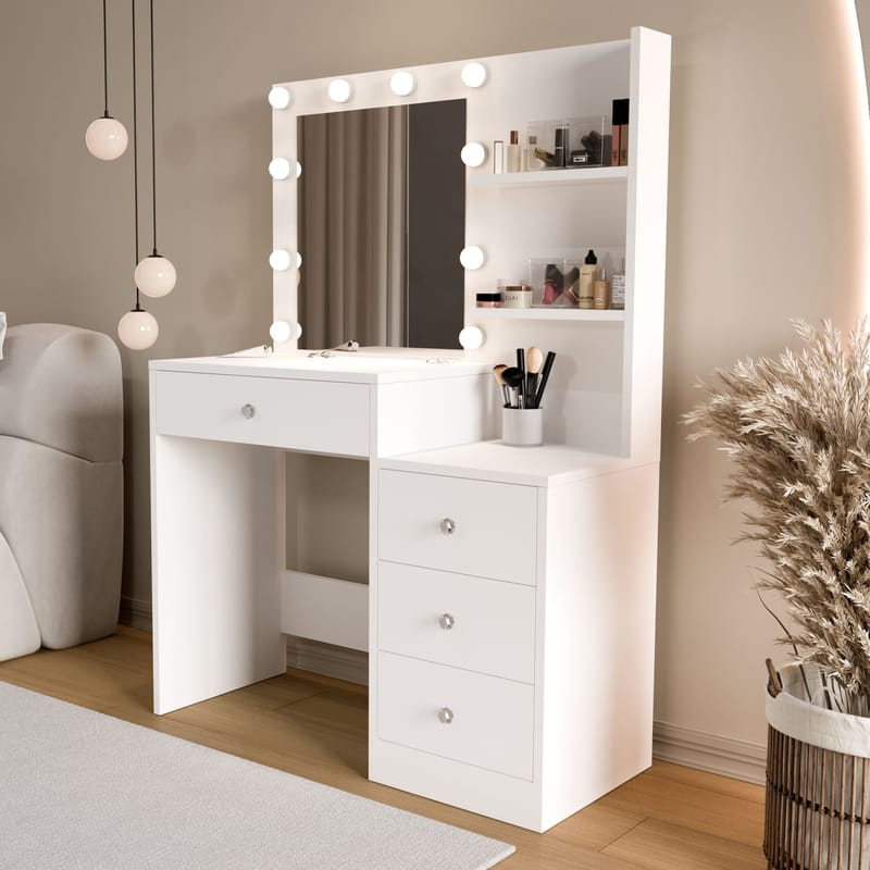 Uvero Sminkbord 69,4x135x40 cm - Vit - Möbler - Bord - Sminkbord