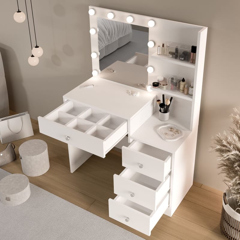 Uvero Sminkbord 69,4x135x40 cm - Vit - Möbler - Bord - Sminkbord
